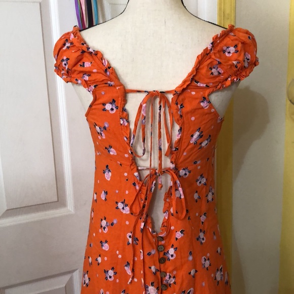 Free people orange floral mini dress - Picture 5 of 8